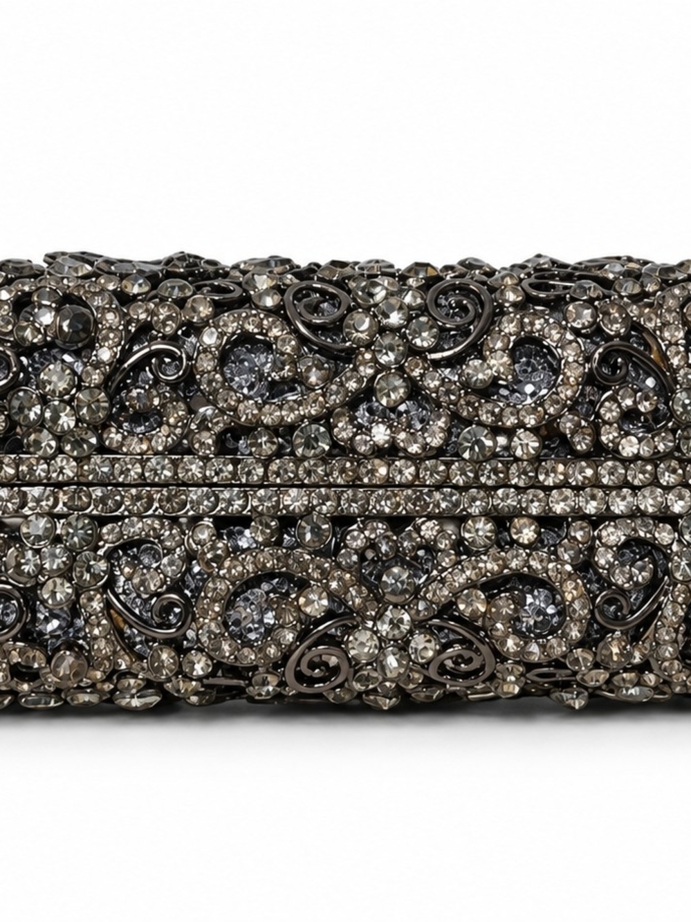 NWT Vintage Fawziya Gunmetal Rhinestone Intricate Evening Bag "Fabulous!" - Picture 14 of 16